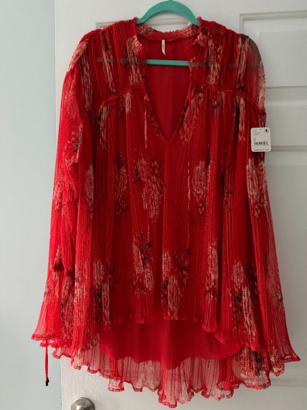 Free People Dahlia Red Boho Tunic Small NWT